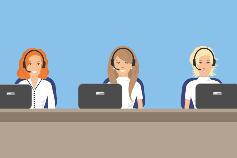 ilustraçao demonstrando atendentes de telemarketing exercendo seu papel