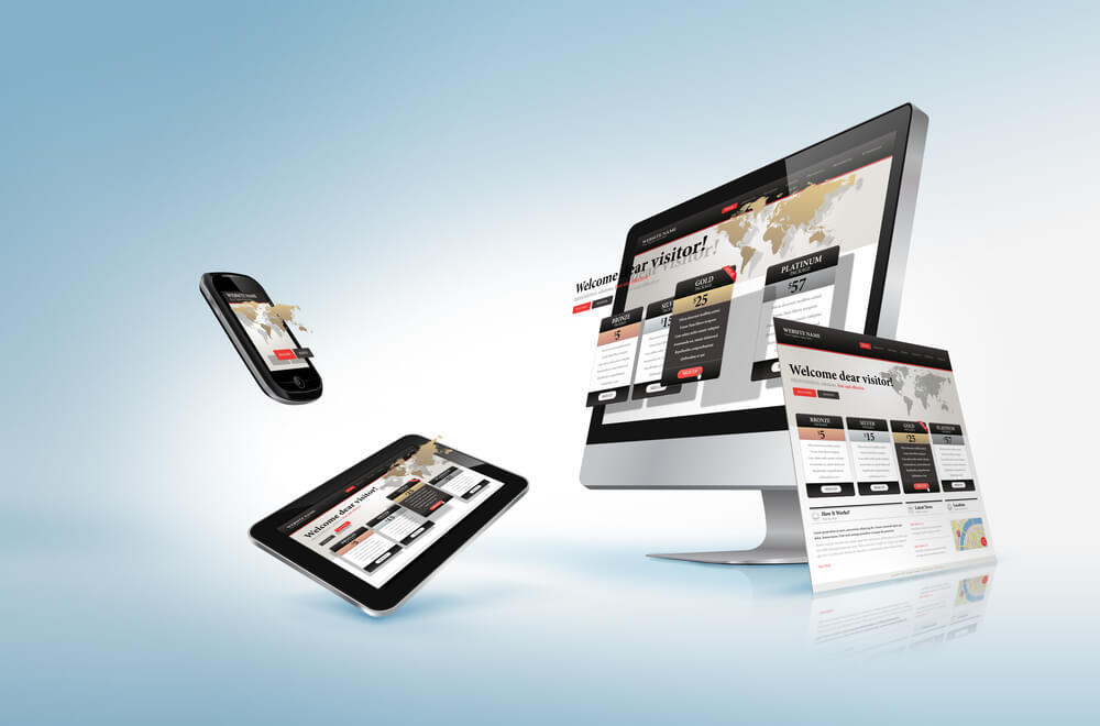página de web em diferentes dispositivos