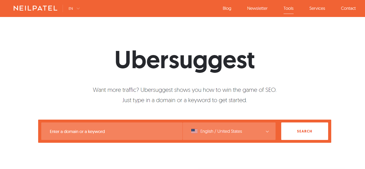 pagina inicial ubersuggest