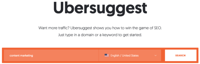 Pesquisa de palavras-chave no Ubersuggest
