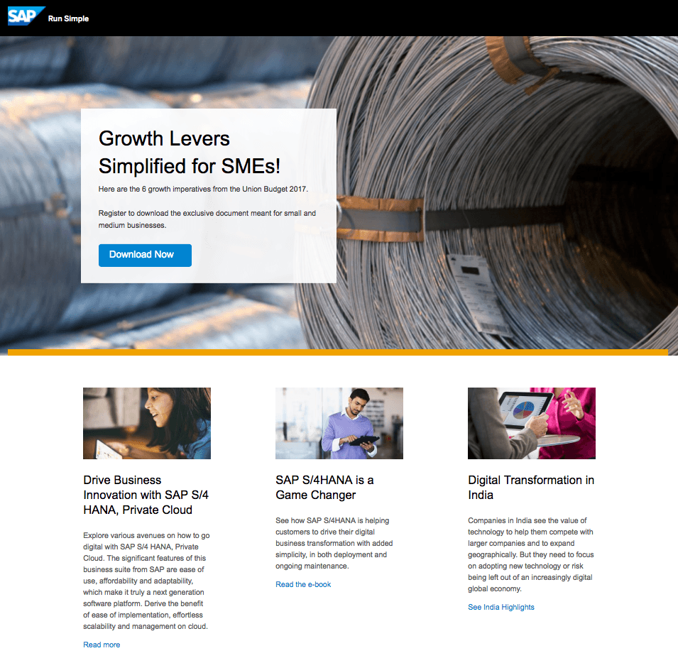 sap landing page