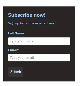 Email subscription form