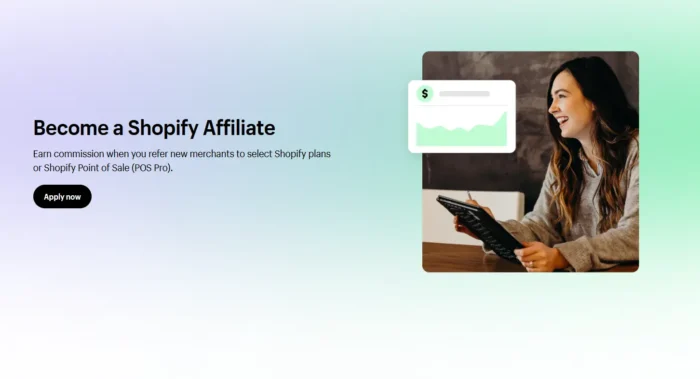 Landing page for Shopify affiliate program