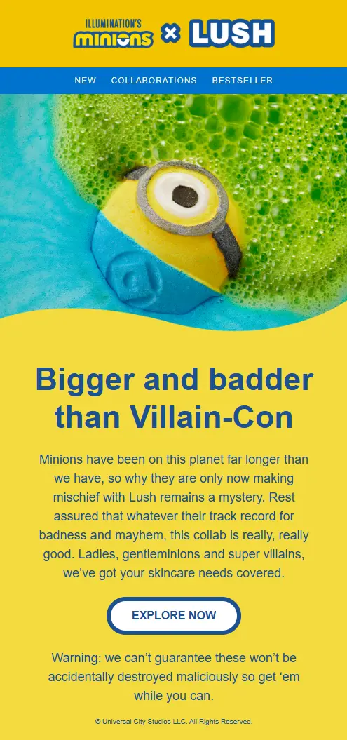Example of an email from Lush