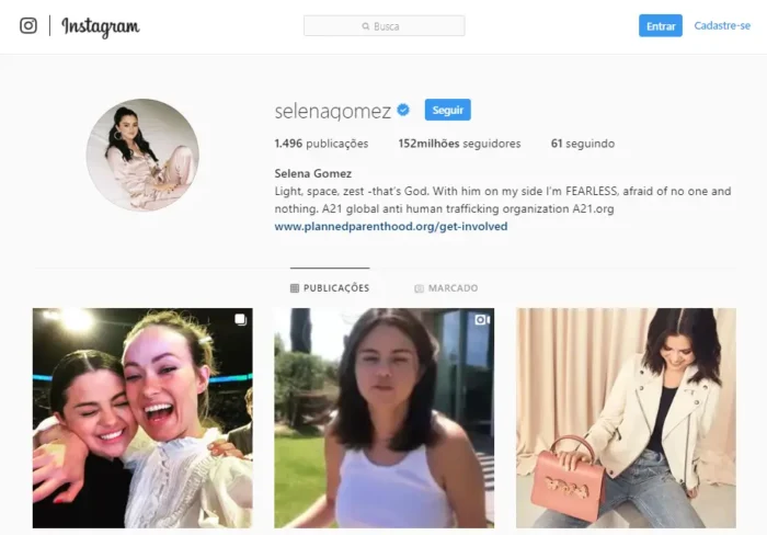 instagram selena gomez persuasão dos artistas nas redes sociais	
